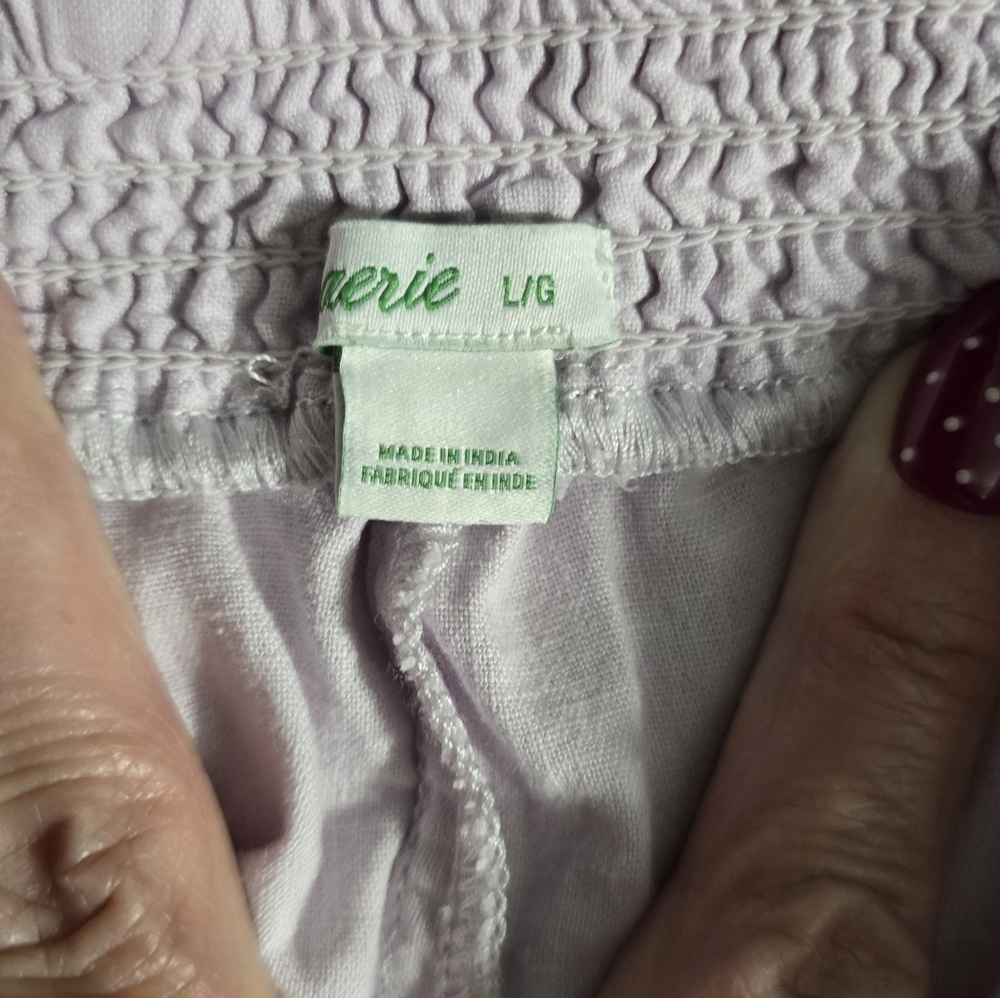 Aerie Light Purple Ruffle Hem Elastic Linen Blend Shorts Size Large - Picture 2 of 7